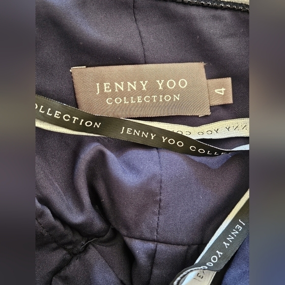 Jenny Yoo Navy Strapless Chiffon Maxi Formal Gown Dress-Size 4 - Picture 3 of 12